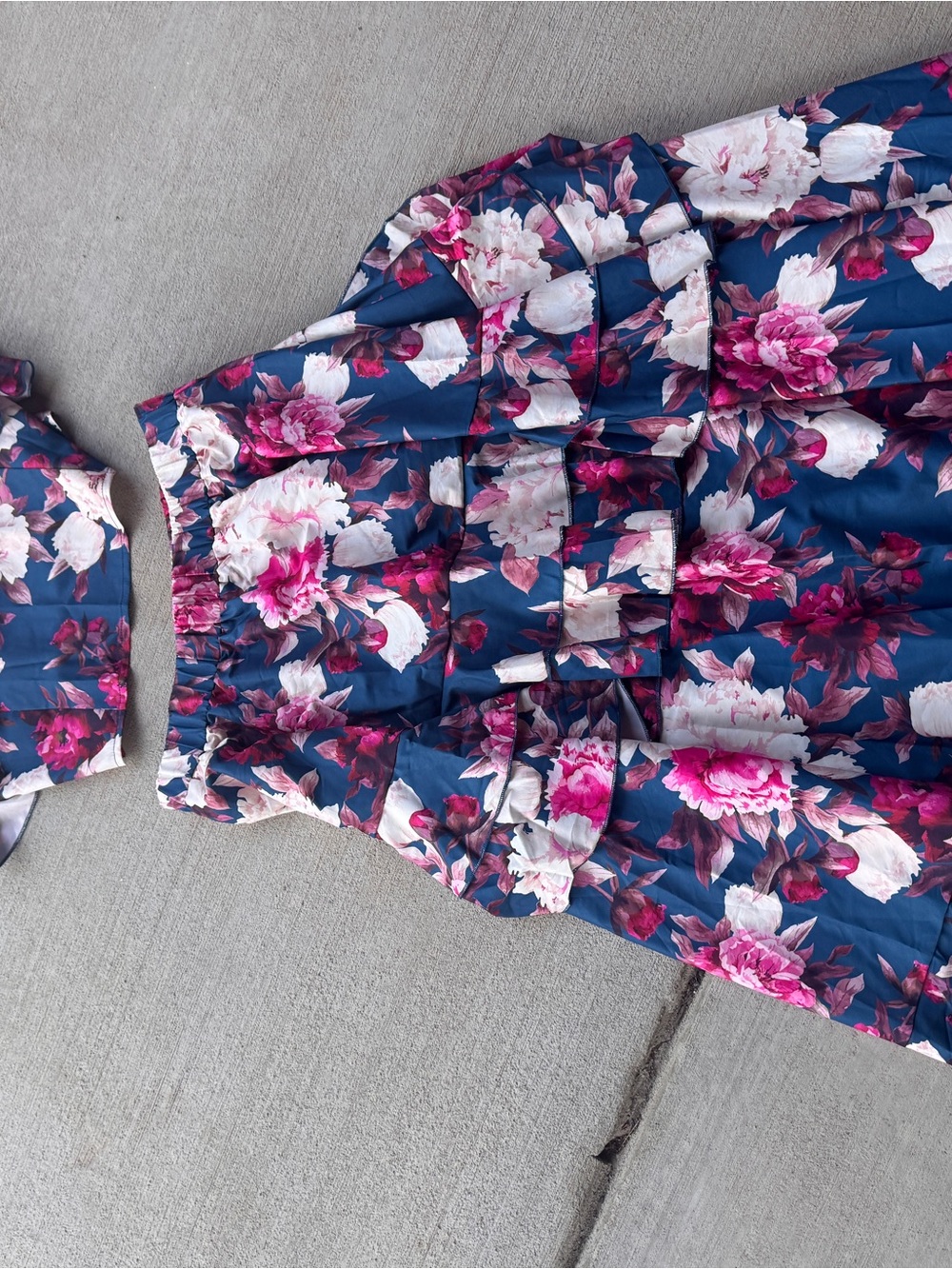 Floral Tiered Maxi Skirt in Teal and Purple - Picture 4 of 5